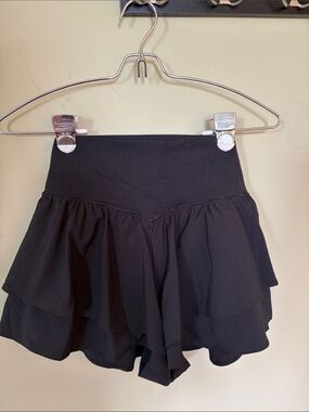 High-Waist Black Ruffle Women's Layered Summer Short